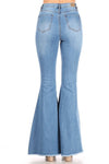 Distressed High Waisted Bell Bottom Rhinestone Jeans