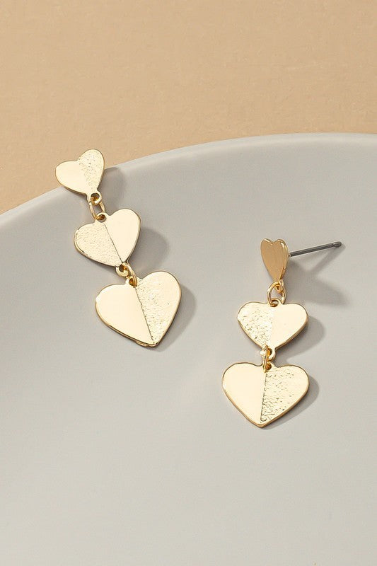 Graduate Size Heart Drop Earrings.