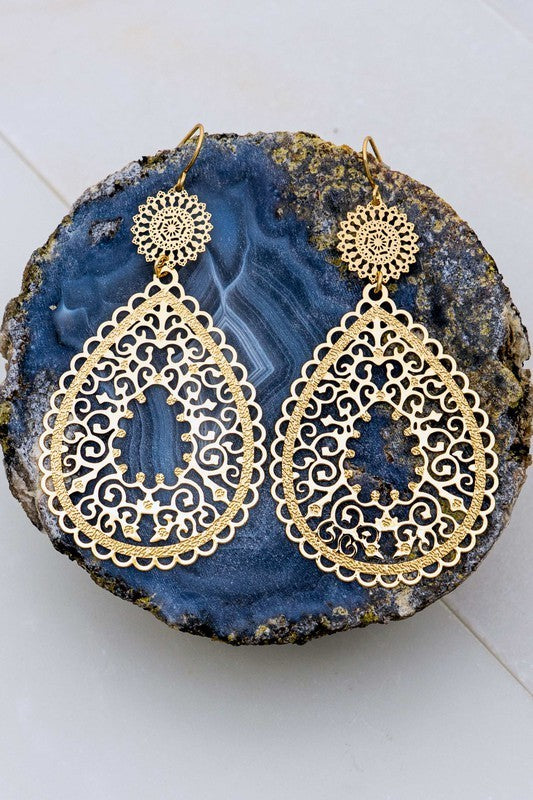 Lightweight Stamping Teardrop Earrings