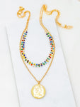 Multicolor Beads and Coin Charm Two Set Necklace