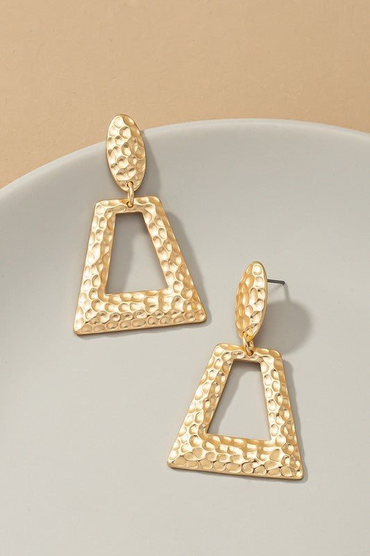 Hammered Trapezoid Drop Earrings