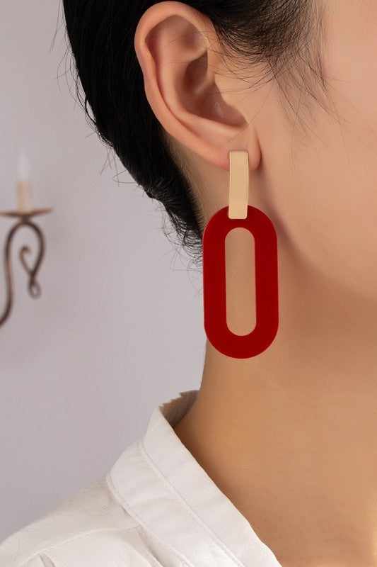 Oval Color Coated Hoop Earrings (Pick Color)