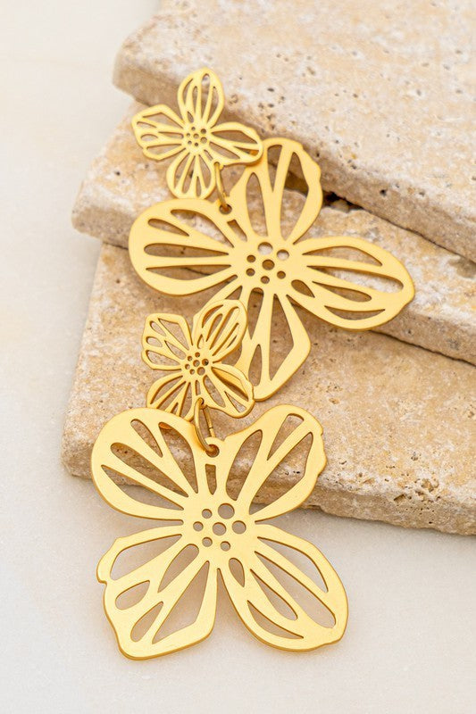 Double Openwork Flower Earrings