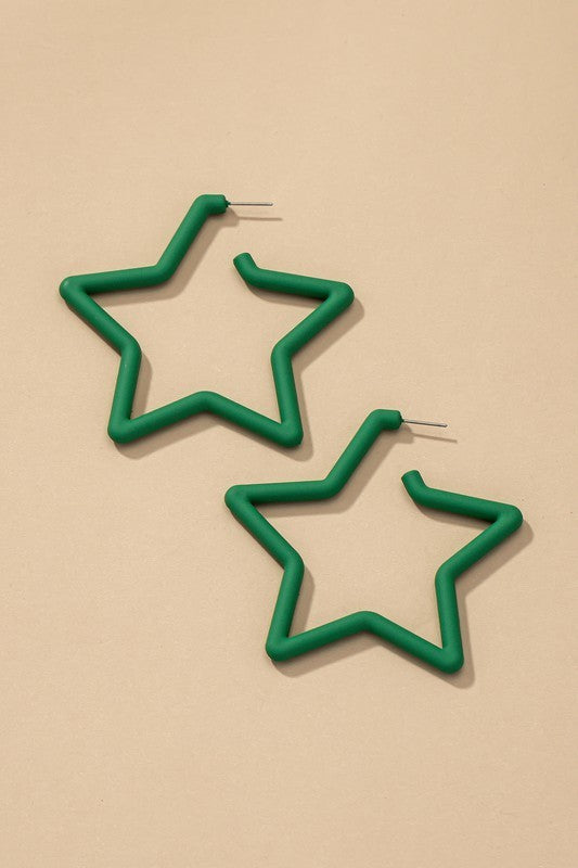 Rubber Coated Star Earrings (Pick Color)