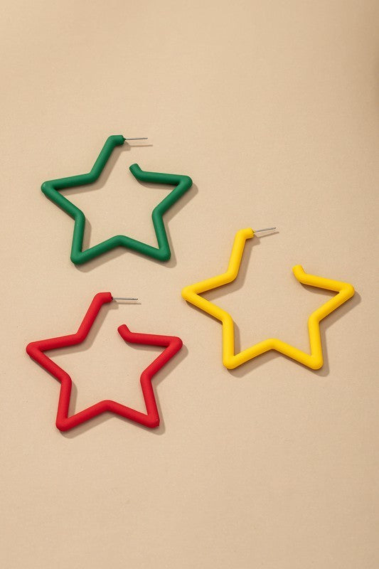 Rubber Coated Star Earrings (Pick Color)