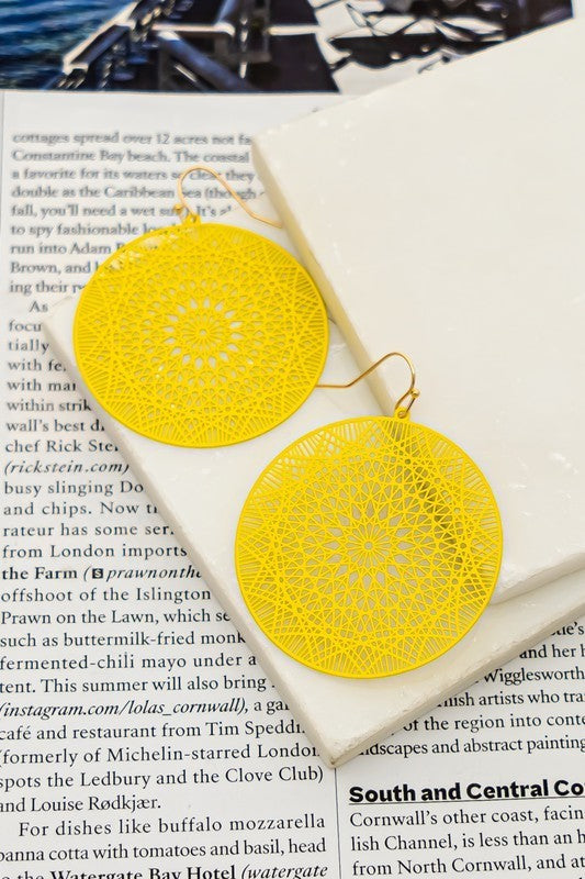 Openwork Color Coated Metal Disk Earrings (Pick Color)