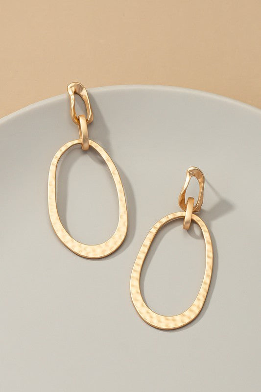 Hammered Oval Hoop Earrings