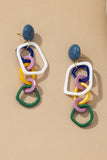 Multi color Acetate Geo Hoop Linear Drop Earrings