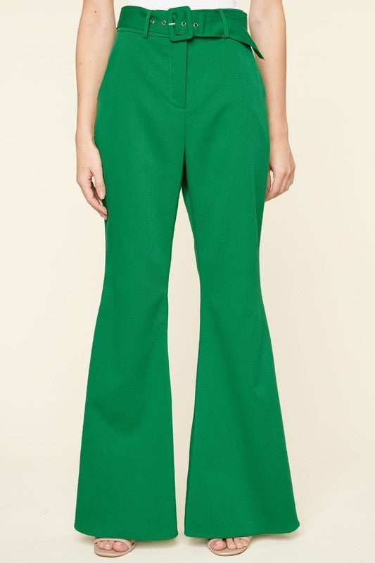 Belted Bell Bottom Pants (Pick Color)