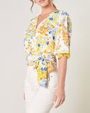 Floral Flutter Sleeve Wrap Top