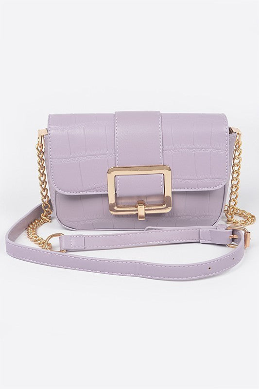 Faux Leather Buckle Crossbody Bag