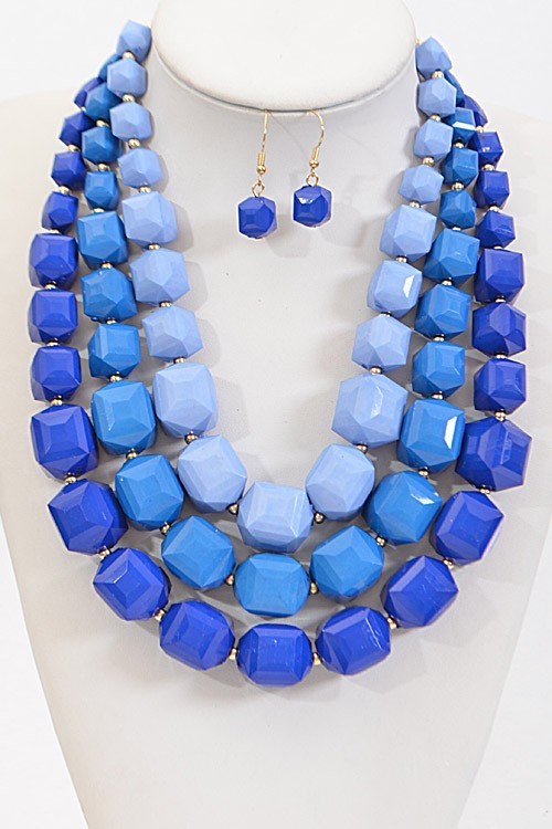 Three Layered Statement Necklace Set (Pick Color)