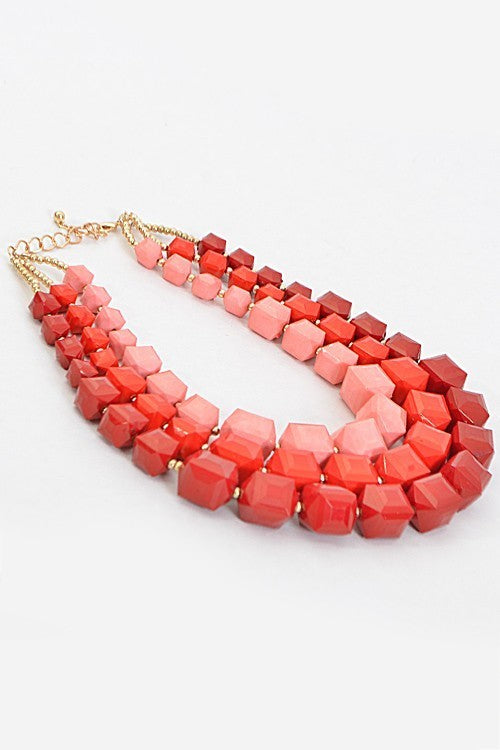 Three Layered Statement Necklace Set (Pick Color)