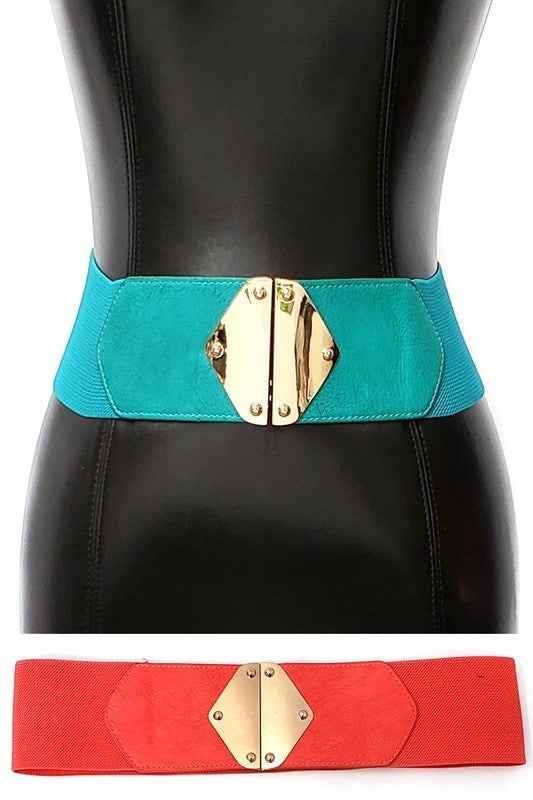 Wide Size Gold Modern Buckle Belt (Pick Color)