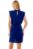 Shoulder Padded Draped Dress
