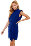Shoulder Padded Draped Dress