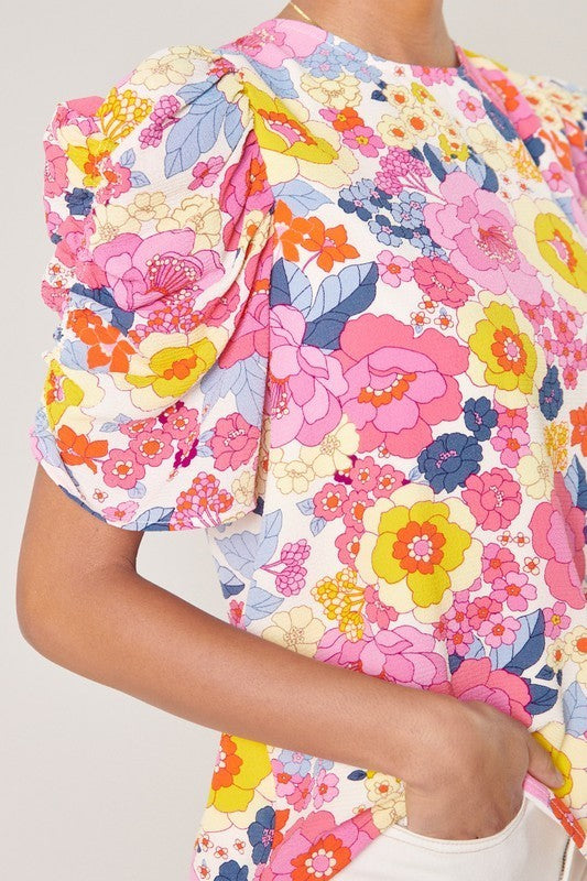 Floral Puff Sleeve Top