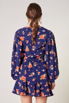 Balloon Sleeve Navy Floral Top