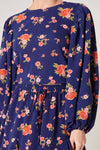 Balloon Sleeve Navy Floral Top