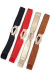 Gold Rhinestone Hook Skinny Elastic Belt