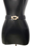 Gold Rhinestone Hook Skinny Elastic Belt