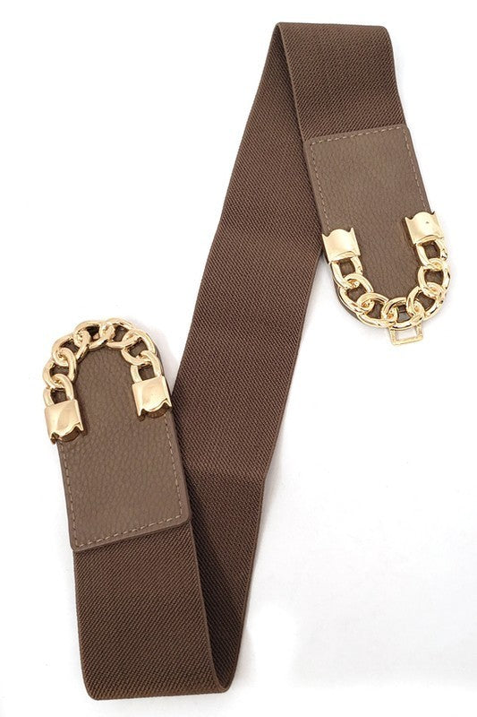 Luxury style chain gold buckle Elastic Belt