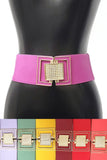 Gold Square Buckle Elastic Belt (Pick Color)