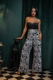 B&W Geometric Print Belted Pant