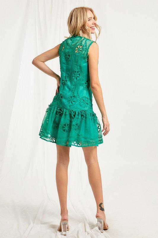 Ruffle Lace Embroidery Dress