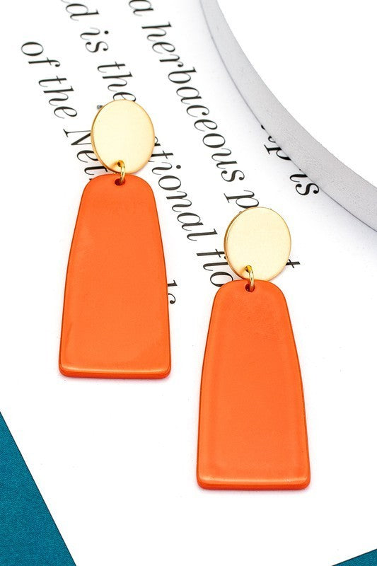 Color Resin Dangling Drop Earrings