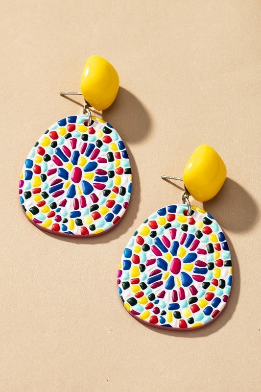 Acrylic Teardrop Mosaic Earrings