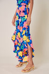 Floral Asymmetrical Ruffle Pants