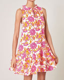 Flower Ruffle Trim Mini Dress
