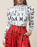 Printed Puff Shoulder Long Sleeve Top (Pick Style)