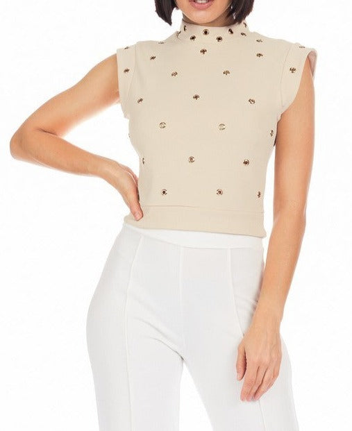 Gold Eyelet Detail Top (Pick Color)