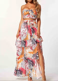 Floral Print Strapless Crop & Maxi Skirt Set