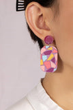 Bright Color Mosaic Drop Earrings