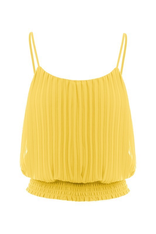 Pleated Smocking Stitch Waistband Top (Pick Color)