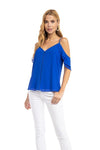 Ladder Trim Edge Cold Shoulder Top