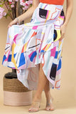 Abstract Floral Print Wrap Maxi Skirt