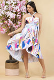 Abstract Floral Print Wrap Maxi Skirt