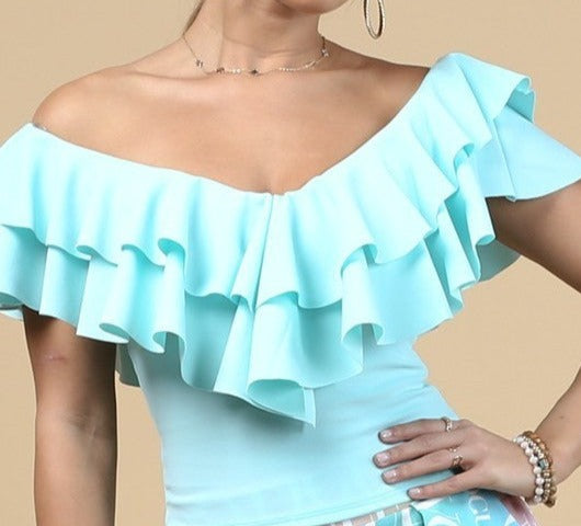 Off Shoulder Ruffled Top (Pick Color)