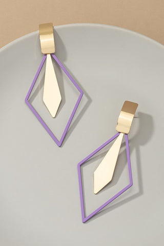 Color Coated Diamond Hoop Drop Earrings (Pick Color)