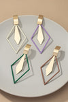 Color Coated Diamond Hoop Drop Earrings (Pick Color)