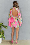 Floral Print Long Bell Sleeve Dress