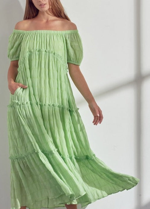 Off The Shoulder Maxi Tiered Dress