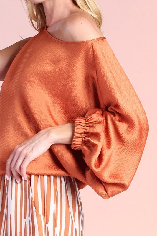 Solid Color Satin One Sleeve Top