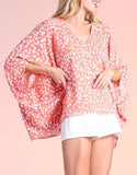 Print V-Neck Caftan Top