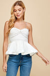 Peplum Rhinestone Straps Top