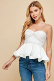 Peplum Rhinestone Straps Top